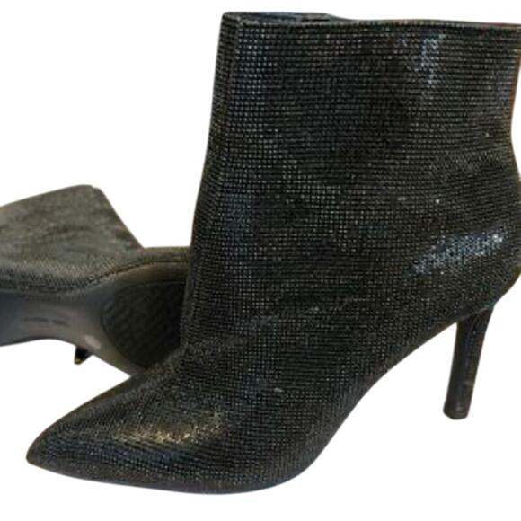 Gianni Bini Anina Black Sparkly Glitter Party Boots 10 Stiletto Heel Holidays - Picture 2 of 8